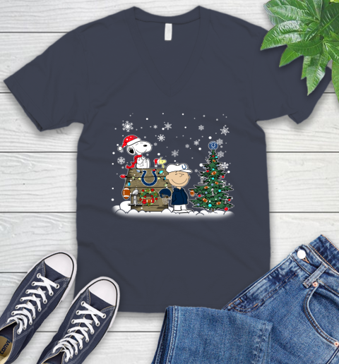 NFL Indianapolis Colts Snoopy Charlie Brown Christmas Football Super Bowl Sports V-Neck T-Shirt 8