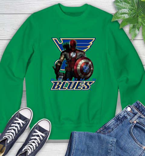 NHL Captain America Thor Spider Man Hawkeye Avengers Endgame Hockey St.Louis Blues Sweatshirt 6