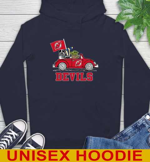 NHL Hockey New Jersey Devils Darth Vader Baby Yoda Driving Star Wars Shirt Hoodie 4