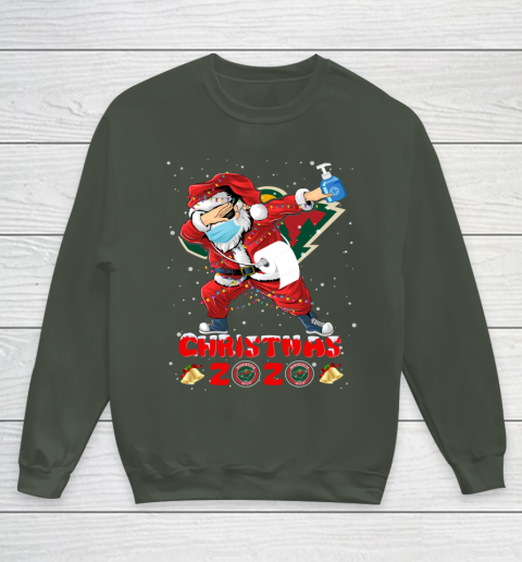 Minnesota Wild Funny Santa Claus Dabbing Christmas 2020 NHL Youth Sweatshirt 8