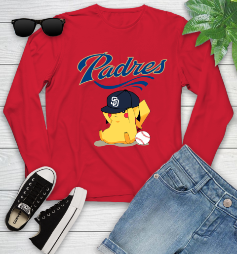 MLB Pikachu Baseball Sports San Diego Padres Youth Long Sleeve 11