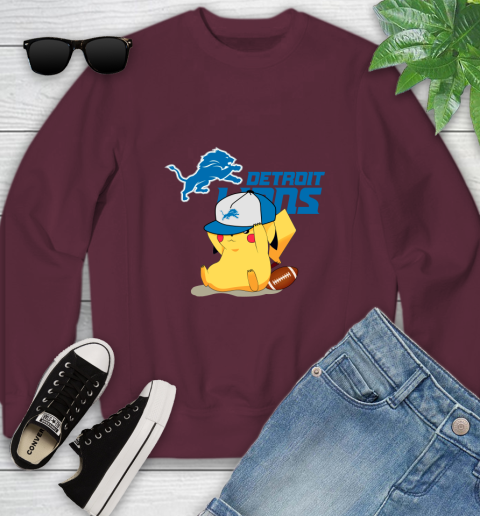 NFL Pikachu Football Sports Detroit Lions Youth Sweatshirt 5