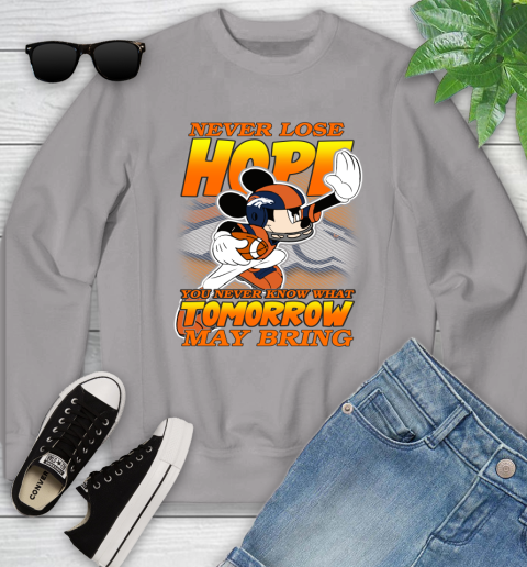 Denver Broncos NFL Football Mickey Disney Never Lose Hope Youth Sweatshirt 3