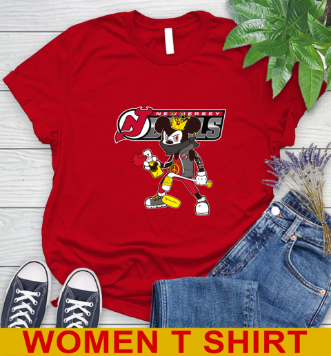 New Jersey Devils NHL Hockey Mickey Peace Sign Sports Women's T-Shirt 10