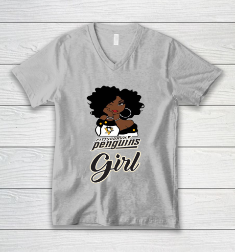 Pittsburgh Penguins Girl NHL V-Neck T-Shirt 4