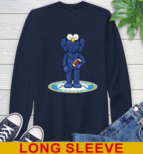 NFL Football Los Angeles Chargers Kaws Bff Blue Figure Shirt Long Sleeve T-Shirt 4