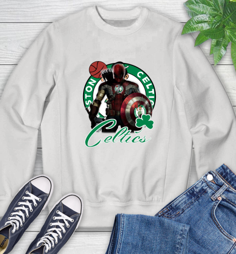 Boston Celtics NBA Basketball Captain America Thor Spider Man Hawkeye Avengers Sweatshirt