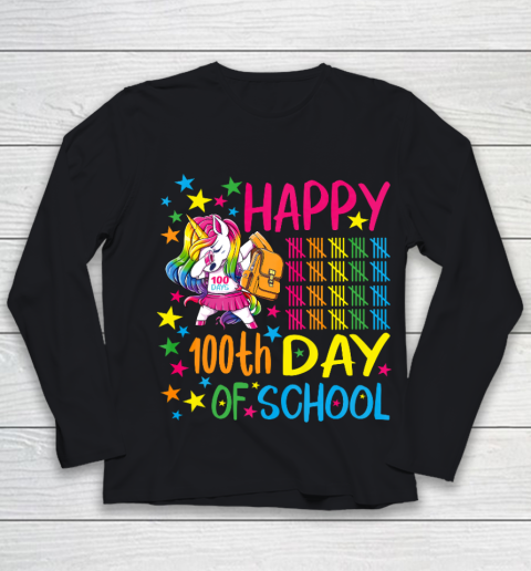Happy 100th Day Of School Unicorn Youth Long Sleeve
