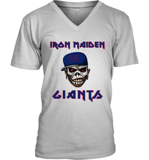 NFL New York Giants Iron Maiden Rock Band Music Football Sports oYGI3DCSB0n v neck unisex 8 95 151514 front white