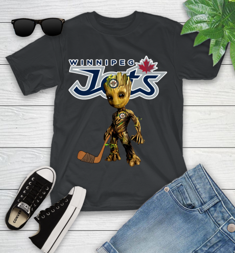 Winnipeg Jets NHL Hockey Groot Marvel Guardians Of The Galaxy Youth T-Shirt 2