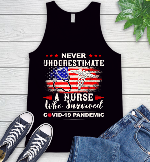 Nurse Shirt Never underestimate a nurse who survived T Shirt Tank Top