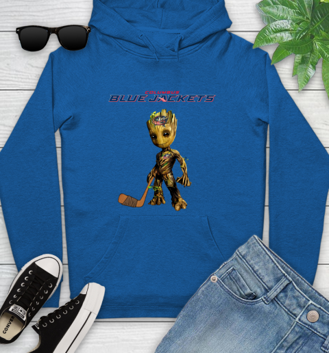 Columbus Blue Jackets NHL Hockey Groot Marvel Guardians Of The Galaxy Youth Hoodie 9