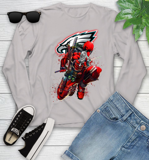 NFL Deadpool Marvel Comics Sports Football Philadelphia Eagles Youth Long Sleeve 12