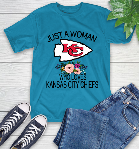 NFL Just A Woman Who Loves Kansas City Chiefs Football Sports T-Shirt 7