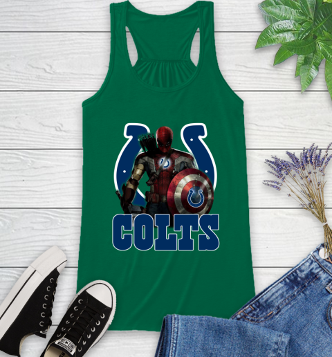 NFL Captain America Thor Spider Man Hawkeye Avengers Endgame Football Indianapolis Colts Racerback Tank 7
