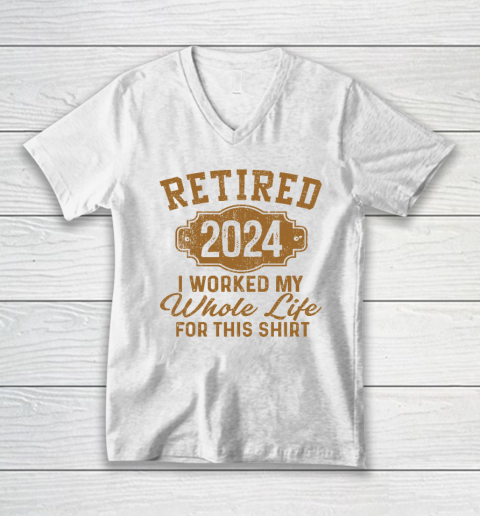 Retirement Gifts Men Women Retired 2024 V-Neck T-Shirt