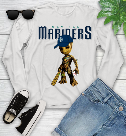MLB Seattle Mariners Groot Guardians Of The Galaxy Baseball Youth Long Sleeve