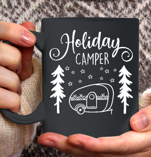 Happy Camping Shirt Red Holiday Camper  Christmas Trailer Ceramic Mug 11oz