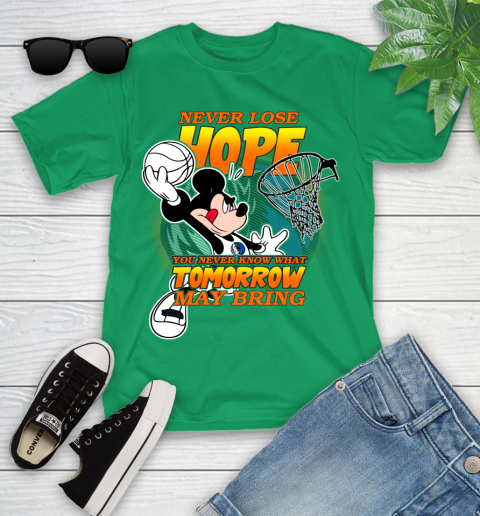 Dallas Mavericks NBA Basketball Mickey Disney Never Lose Hope Youth T-Shirt 8