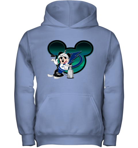 NHL Tampa Bay Lightning Stanley Cup Mickey Mouse Disney Hockey T Shirt B0n2wxmy2YY youth hoodie 43 95 151514 front carolina blue
