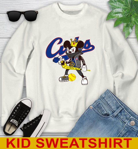 Chicago Cubs MLB Baseball Mickey Peace Sign Sports Youth Sweatshirt
