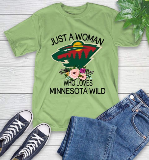 NHL Just A Woman Who Loves Minnesota Wild Hockey Sports T-Shirt 9