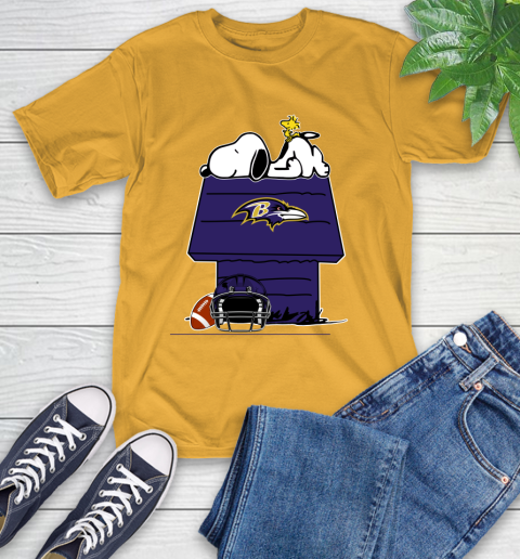 Baltimore Ravens NFL Football Snoopy Woodstock The Peanuts Movie T-Shirt 3