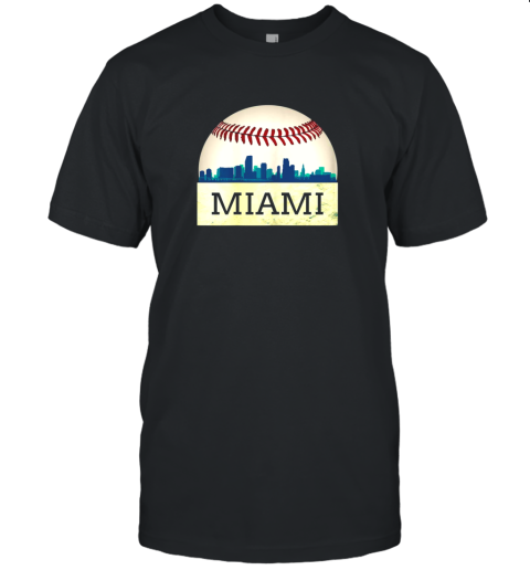 Miami Baseball Shirt Cool Marlin Skyline on Giant Ball Unisex Jersey Tee