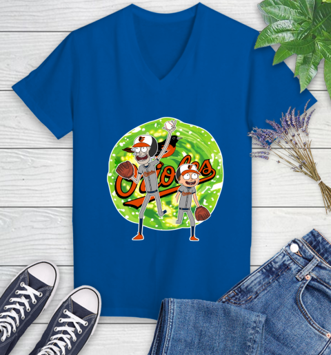MLB Baltimore Orioles Rick And Morty Baseball Sports Women's V-Neck T-Shirt 10