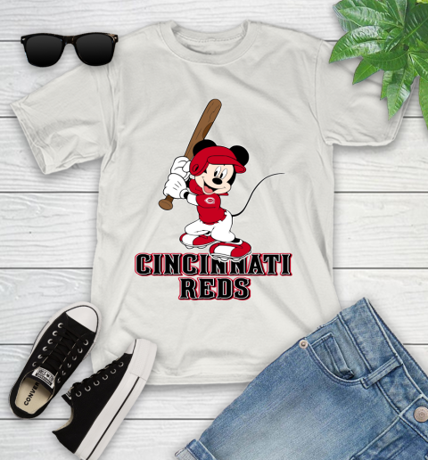 MLB Baseball Cincinnati Reds Cheerful Mickey Mouse Shirt Youth T-Shirt 12