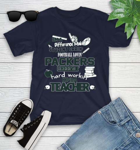 Green Bay Packers NFL I'm A Difference Making Student Caring Football Loving Kinda Teacher Youth T-Shirt 2
