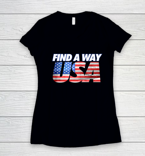 Find A Way USA Flag Women's V-Neck T-Shirt