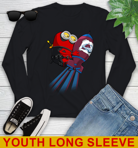 NHL Hockey Colorado Avalanche Deadpool Minion Marvel Shirt Youth Long Sleeve