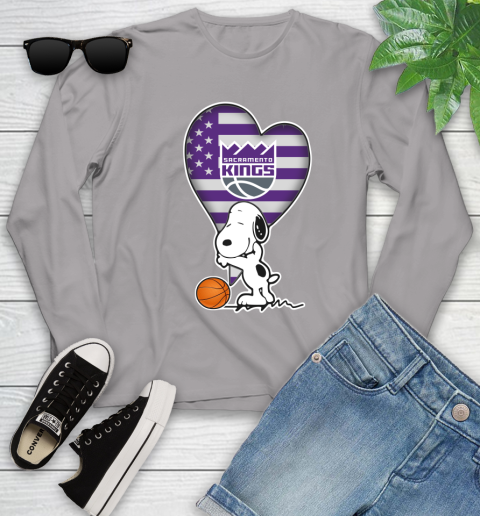 Sacramento Kings NBA Basketball The Peanuts Movie Adorable Snoopy Youth Long Sleeve 5