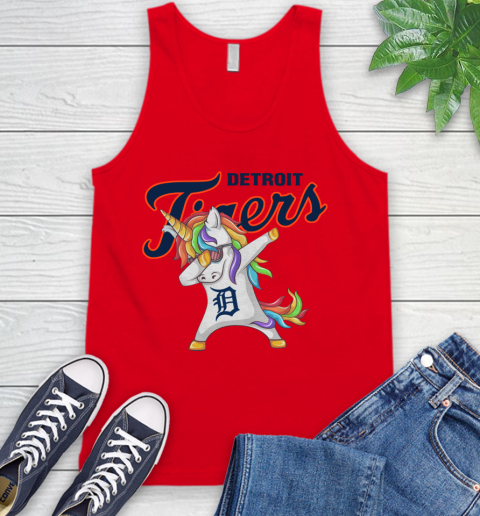 Detroit Tigers MLB Baseball Funny Unicorn Dabbing Sports Tank Top 6
