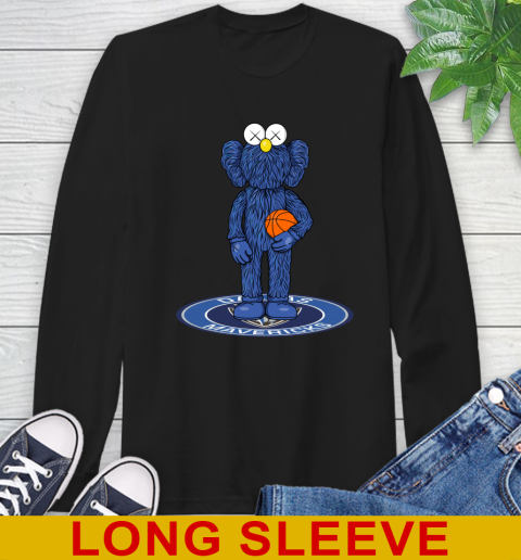 NBA Basketball Dallas Mavericks Kaws Bff Blue Figure Shirt Long Sleeve T-Shirt 2
