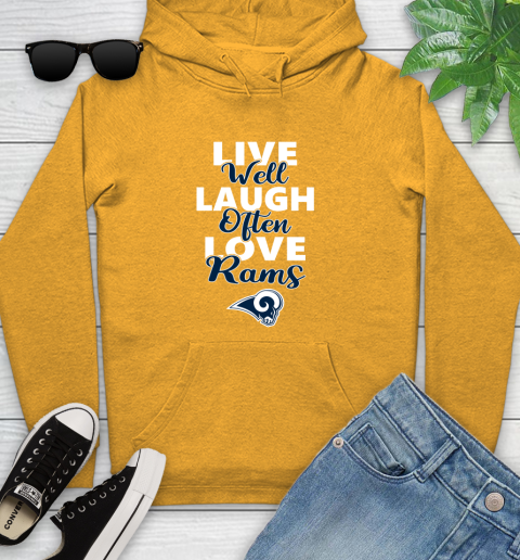 NFL Football Los Angeles Rams Live Well Laugh Often Love Shirt Youth Hoodie 2