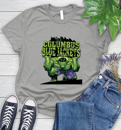Columbus Blue Jackets NHL Hockey Incredible Hulk Marvel Avengers Sports Women's T-Shirt 10