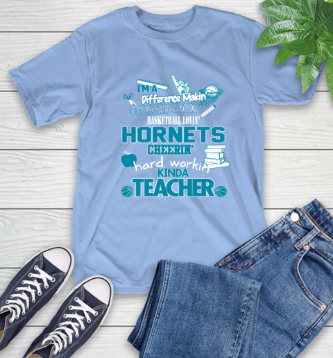 Charlotte Hornets NBA I'm A Difference Making Student Caring Basketball Loving Kinda Teacher T-Shirt 12