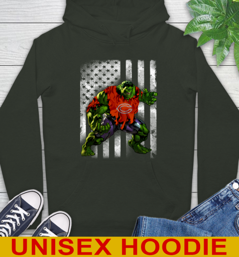 Chicago Bears Hulk Marvel Avengers NFL Football American Flag Hoodie 12