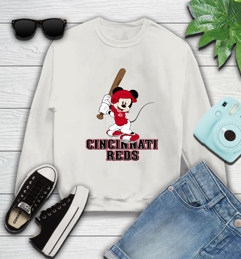 MLB Baseball Cincinnati Reds Cheerful Mickey Mouse Shirt Sweatshirt 12