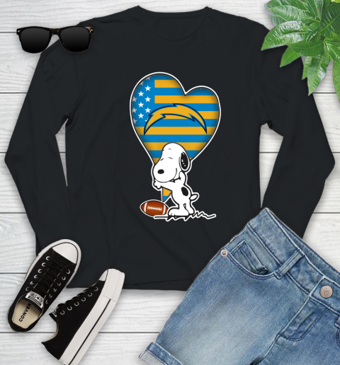 San Diego Chargers NFL Football The Peanuts Movie Adorable Snoopy Youth Long Sleeve 2