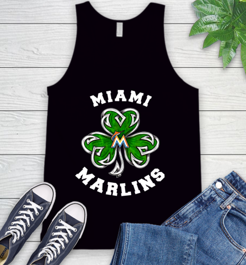 MLB Miami Marlins Three Leaf Clover St Patrick's Day Baseball Sports Tank Top