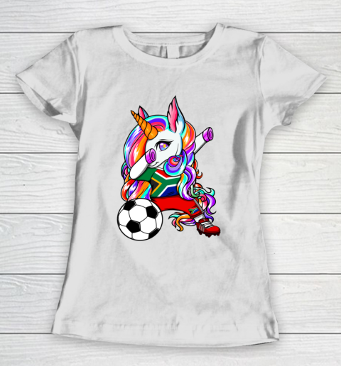 Dabbing Unicorn South Africa Soccer Fans Jersey Football Women's T-Shirt