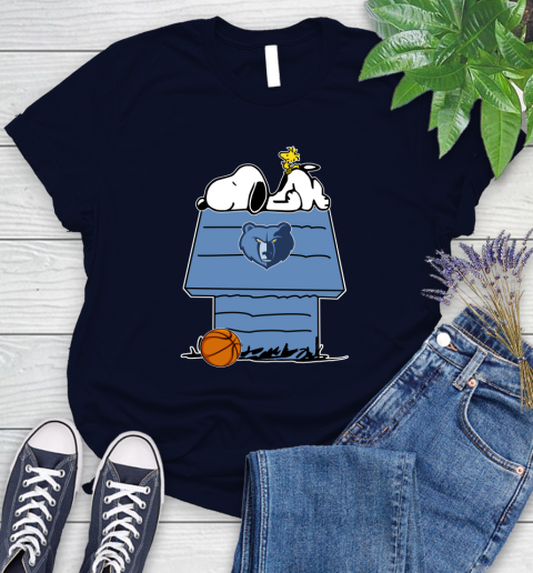 Memphis Grizzlies NBA Basketball Snoopy Woodstock The Peanuts Movie Women's T-Shirt 3