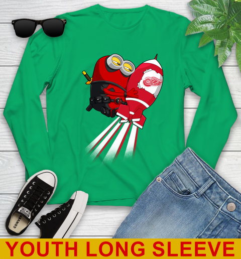 NHL Hockey Detroit Red Wings Deadpool Minion Marvel Shirt Youth Long Sleeve 7