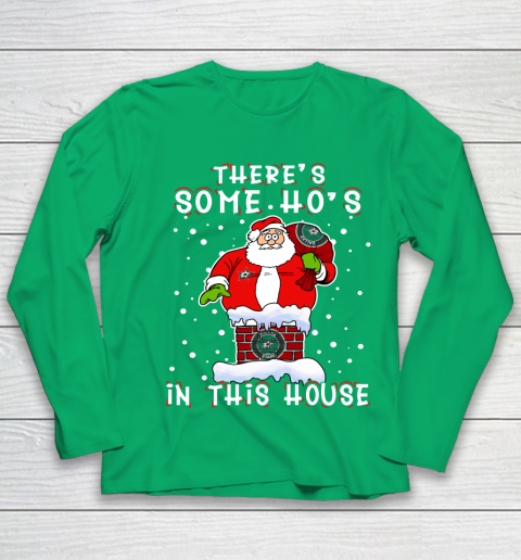 Dallas Stars Christmas There Is Some Hos In This House Santa Stuck In The Chimney NHL Youth Long Sleeve 4