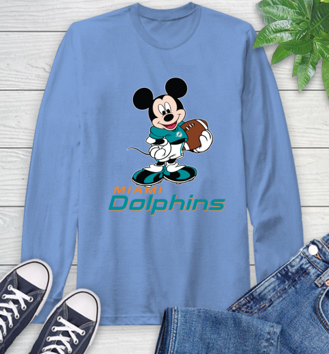 NFL Football Miami Dolphins Cheerful Mickey Mouse Shirt Long Sleeve T-Shirt 12