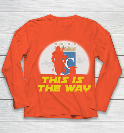 Kansas City Royals MLB Baseball Star Wars Yoda And Mandalorian This Is The Way Youth Long Sleeve 3