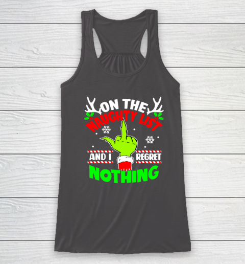 Funny On The List Of Naughty And I Regret Nothing Christmas Racerback Tank 6